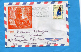 Marcophilie-lettre+POLYNESIE FSE - Cad 1975-+flame Jooie De Vivre - Thematics StampsN°91 Solidarité Femmes - Storia Postale