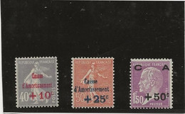 CAISSE D'AMORTISSEMENT-N° 249 A 251 NEUF XX  ANNEE 1928 - COTE: 235 € - Ungebraucht