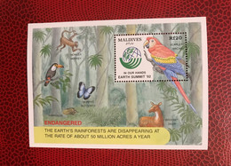 MALDIVES 1992 Bloc 1v Neuf MNH ** YT BF 250 Pájaro Bird Pássaro Vogel Ucello Oiseau - Papagayos