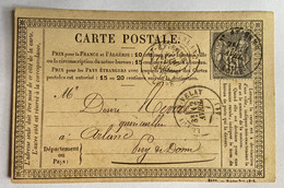 CARTE PRÉCURSEUR De ST ÉTIENNE Pour ARLANC Avec Affranchissement Type Sage De Avril 1877 - Vorläufer