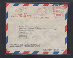 "CVC" QUALITY CANNED MEATS.FREISTEMPEL AUS DER "VLEESCENTRALE" IN ROTTERDAM.BRIEF NACH WIEN,1955. - Machine Stamps (ATM)