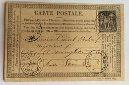 CARTE PRÉCURSEUR Pour CHAMPLITTE Avec Affranchissement Type Sage De Octobre 1877 - Vorläufer