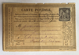 CARTE PRÉCURSEUR De JUSSEY Pour CHAMPLITTE Avec Affranchissement Type Sage De Février 1878 - Voorloper Kaarten
