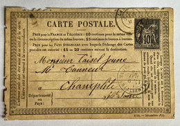 CARTE PRÉCURSEUR De LANGRES Pour CHAMPLITTE Avec Affranchissement Type Sage De Mai 1878 - Cartes Précurseurs