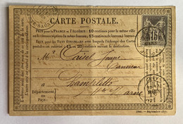 CARTE PRÉCURSEUR De GRAY Pour CHAMPLITTE Avec Tampon P. LAMIRELLE FILS Et Affranchissement Type Sage De Mars 1878 - Vorläufer