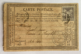 CARTE PRÉCURSEUR De PRAUTHOY Pour CHAMPLITTE Avec Affranchissement Type Sage De Mars 1878 - Cartes Précurseurs