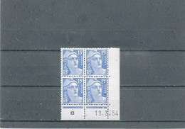 COINS DATES- N° 886** -GANDON 15f Bleu-19-3-54 - 1950-1959