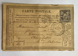 CARTE PRÉCURSEUR Pour CHAMPLITTE Avec Affranchissement Type Sage De Mars 1878 - Cartes Précurseurs