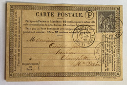 CARTE PRÉCURSEUR De LONGEAU Pour CHAMPLITTE Avec Affranchissement Type Sage De 1878 - Vorläufer