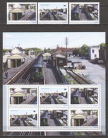 Central African Republic - MNH Sheet + Serie - TRAINS - ASHSTEAD STATION SUMMER 1959 - Eisenbahnen