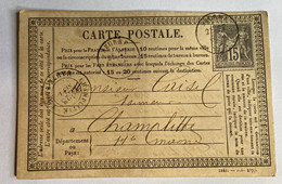 CARTE PRÉCURSEUR De SEURRE Pour CHAMPLITTE Avec Affranchissement Type Sage De 1877 - Cartes Précurseurs
