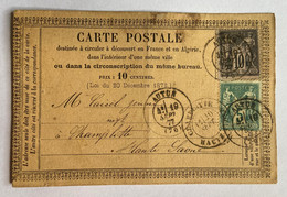 CARTE PRÉCURSEUR De AUTUN Pour CHAMPLITTE Avec Affranchissement Type Sage De 1877 - Cartes Précurseurs