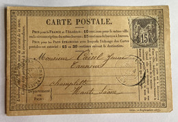 CARTE PRÉCURSEUR Pour CHAMPLITTE Avec Affranchissement Type Sage De 1878 - Vorläufer