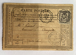 CARTE PRÉCURSEUR De OYRIERES Pour CHAMPLITTE Avec Affranchissement Type Sage De 1878 - Voorloper Kaarten