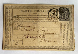 CARTE PRÉCURSEUR De BESANÇON Pour CHAMPLITTE Avec Affranchissement Type Sage De 1878 - Vorläufer