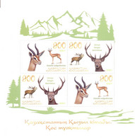 2021. Kazakhstan, Fauna, Goitered Gazelle & Bactrian Deer, Type I,  S/s, Mint/** - Kazajstán