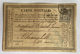 CARTE PRÉCURSEUR Pour CHAMPLITTE Avec Affranchissement Type Sage De 1877 - Precursor Cards