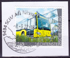 Liechtenstein 2021: Privat-Marke "LIEMOBIL BEWEGT DAS LAND" Bus In Vaduz Mit Stempel SCHAAN 8.3.22 C (SELTEN / RARE !!) - Plaatfouten