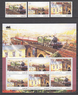 Mocambique - MNH Sheet + Serie - TRAINS - ARRIVAL - Eisenbahnen