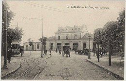 77 - B31220CPA - MELUN - La Gare, Vue Exterieure - Tramway, Attelages - Parfait état - SEINE-ET-MARNE - Melun
