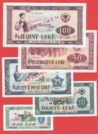 ALBANIE -Série De 5 Billets SPECIMEN De 1976 - NEUF - Albania