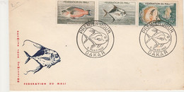 DAKAR  MALI   THEME POISSON   2  ENVELOPPES  PREMIER JOUR - Mali (1959-...)