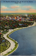 Florida Tampa Skyline Showing Bayshore Boulevard From The Air Curteich - Tampa