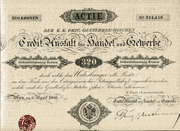 Oesterreichische CREDIT-ANSTALT Für HANDEL Und GEWERBE; Aktie Zu 320 Kronen - Bank & Versicherung