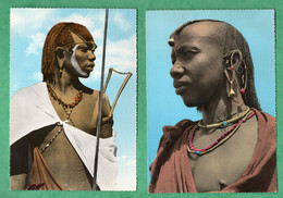 Kenya Masaai Masai Warrior ( 2 Post Cards ) - Kenya