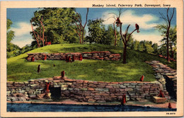 Iowa Davenport Fejervary Park Monkey Island 1954 Curteich - Davenport