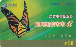 CHINA - Butterfly, China Telecom(IP) Prepaid Card Y50, Exp.date 30/06/03, Used - Butterflies