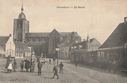 Herenthout : De Markt Met Stoomtram ( Tram ) --- 1909 - Herenthout