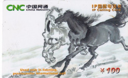 CHINA - Horses, Painting, China Netcom(IP) Prepaid Card Y100, Exp.date 31/12/03, Used - Horses