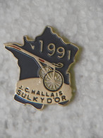 Pin's - Jeux PMU Courses Hippiques Jockey JC HALLAIS SYLKY D'OR - Pins Pin Badge Sulky Sur Carte De FRANCE - Jeux