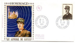 FDC Soie-1971-Hommage Au Général DE GAULLE--..cachet  COLOMBEY LES DEUX EGLISES-52 .......à Saisir - 1970-1979