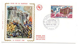 FDC Soie - 1971 --histoire--Prise De La BASTILLE ( Révolution)...cachet  PARIS - 75... ...à Saisir - 1970-1979