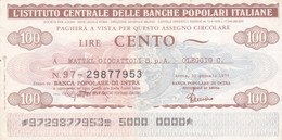 Italie - Billet De 100 Lire - Istituto Centrale Delle Banche Popolari - 31/01/1977 - Emissions Provisionnelles - Arona - [ 4] Provisional Issues