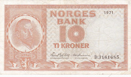 Norvège - Billet De 10 Kroner - C. Michelsen - 1971 - P31f - Norvegia
