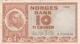 Norvège - Billet De 10 Kroner - C. Michelsen - 1959 - P31c - Norvegia