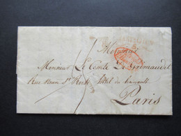 Italien / Lombardei Transit Ostiglia 4.6.1836 An Den Comte De Grimaudet In Paris 3x Rote Stempel / Autriche Par Huningue - 1. ...-1850 Prefilatelia