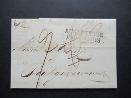 1827 England Transit London - Boulogne Einige Taxvermerke Und Stempel L2 Angleterre Par Calais / Cours De Changes - Marques D'entrées