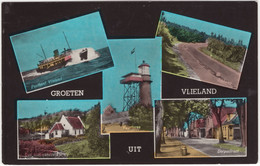 Vlieland - Postboot, Vuurtoren, Badweg, Dorpsstraat, Oud Commandeurshuis - (Wadden, Nederland / Holland) - 1957 - Vlieland