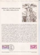 Abbaye Notre Dame Document Philatélique 1er Jour 27 Le Bec Hellouin 25.03.78 N°1999  Encart 15-78 - Documentos Del Correo