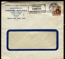 Enveloppe à Entête (cuirs Et Courroies) Obl. VERVIERS 15/07/1949 + Flamme Sabena - Landelijks Post