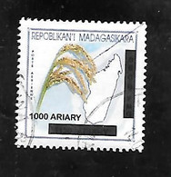 TIMBRE  OBLITERE DE MADAGASCAR SURCHARGE EN 2021 - Madagascar (1960-...)