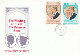 British Antarctic Territory (BAT) 1973 Wedding Princess Anne FDC Ca Argentine Isand 23 DE 73 (BA162) - FDC