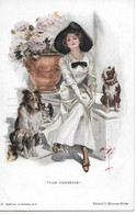 Illustrator Harrison Fisher -  Elegant Woman With Collie, Bulldog, Japanes Spaniel, Femme Elegante, Donna, Chapeau - Fisher, Harrison