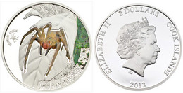 COOK ISLANDS 2 $ 2013 ARGENTO PROOF DOLLARS RAGNI VELENOSI BRAZILIAN WANDERING SPIDER TIRATURA 1000PZ - Cook