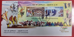 India 2022 NEW *** India- Turmenkistan 30 Years Of Parternership Joint Issue, Dance, Culture FDC Cover (**) Inde Indien - Covers & Documents