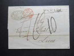 Kirchenstaat / Italien 1854 Stempel L1 Pesaro Ovalstempel Moise Di A. D'Ancona Sensale In Pesaro / Taxvermerke - Stato Pontificio